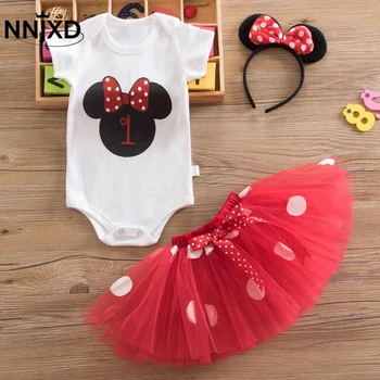 

Mouse Birthday Dress for Baby Girls Sweet Party Outfits 3pcs Newborn Girls Dress Princess 1 Year and 2 Year Baptism Gift