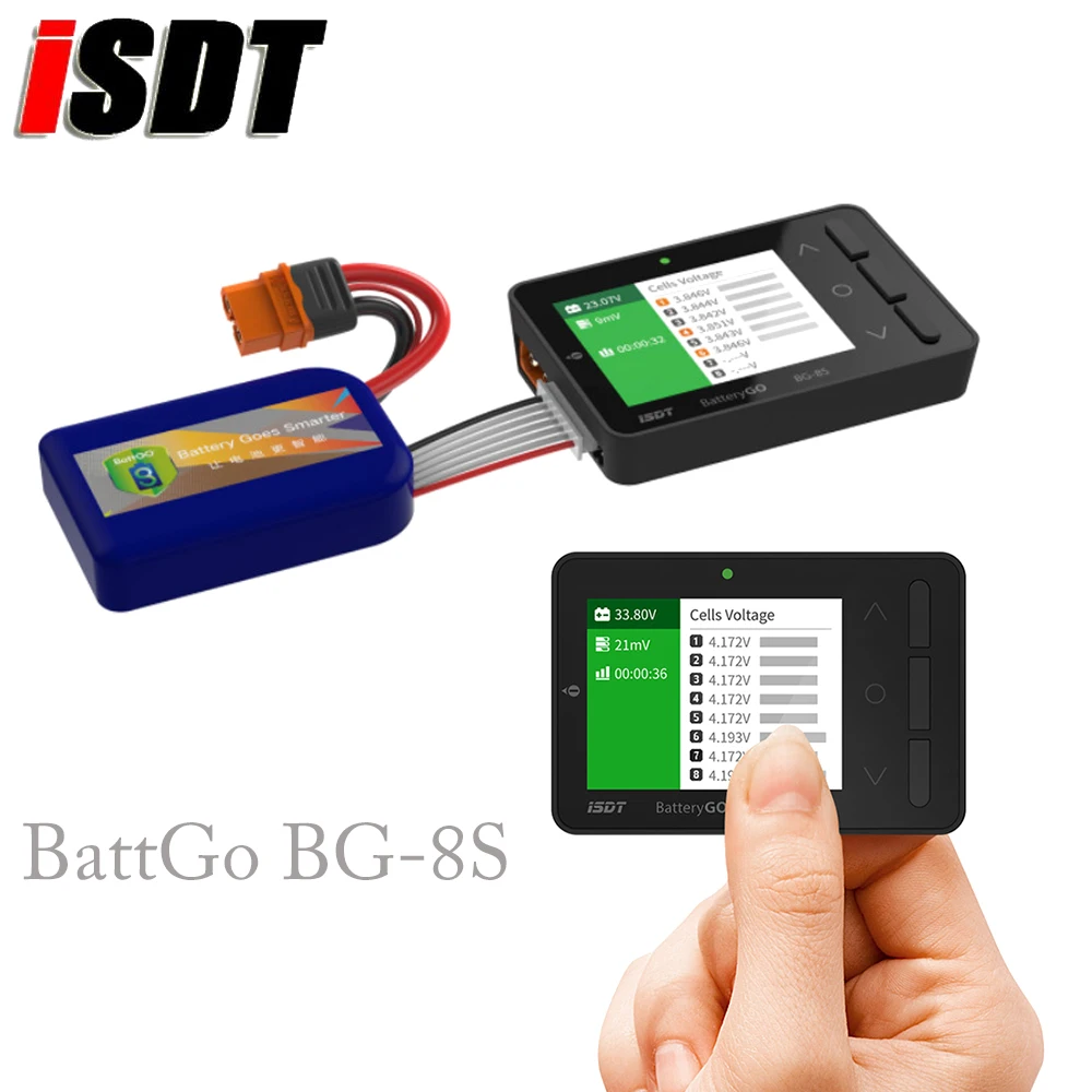 1pcs ISDT BattGo BG-8S LCD Display Smart Battery Capacity Checker Balancer Receiver Signal Tester For LiHv LiPo LiFe NiMH NiCd | Игрушки и