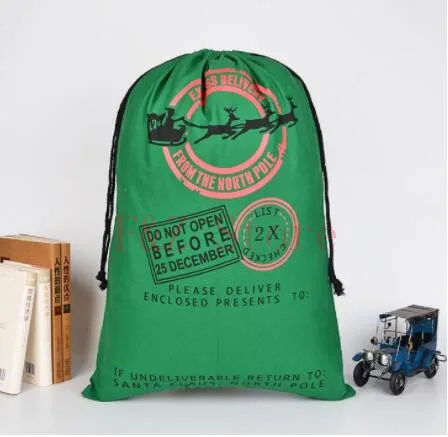 100pcs/lot 12 Styles Large Christmas Canvas Santa Sack Drawstring Gift Bag Stripe Santa Sac