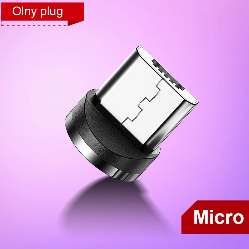 Магнитный кабель type C usb зарядный кабель Micro USB зарядное устройство для samsung Xiaomi iphone кабели для мобильных телефонов USB-C Магнитный шнур 1 м 2 м - Цвет: Only Micro USB Tip