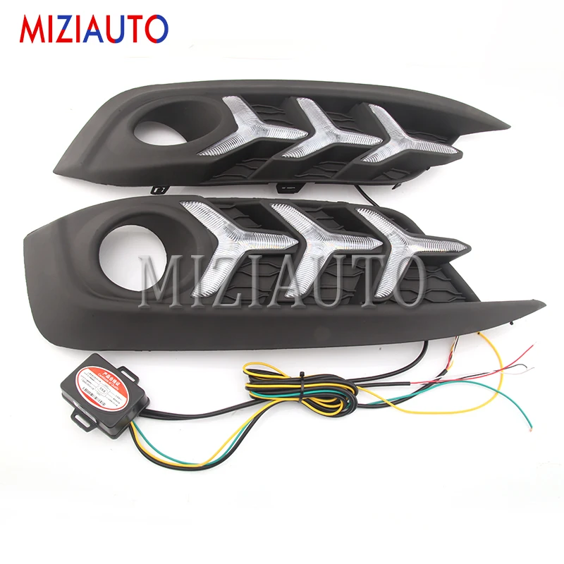 MIZIAUTO светодиодный DRL Дневной ходовой свет для Honda Civic 10th с динамическим движущимся желтым поворотным сигналом и синий Ночной свет для бега