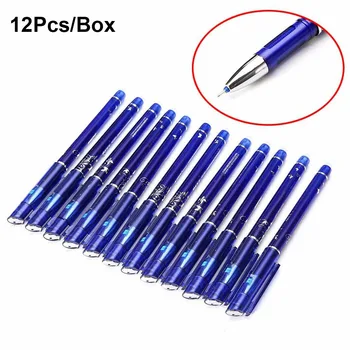

12x Erasable Gel Pen Ink Friction Rollerball Eraser Pens Medium Stationery 0.5mm for School Office Stationery Supplies