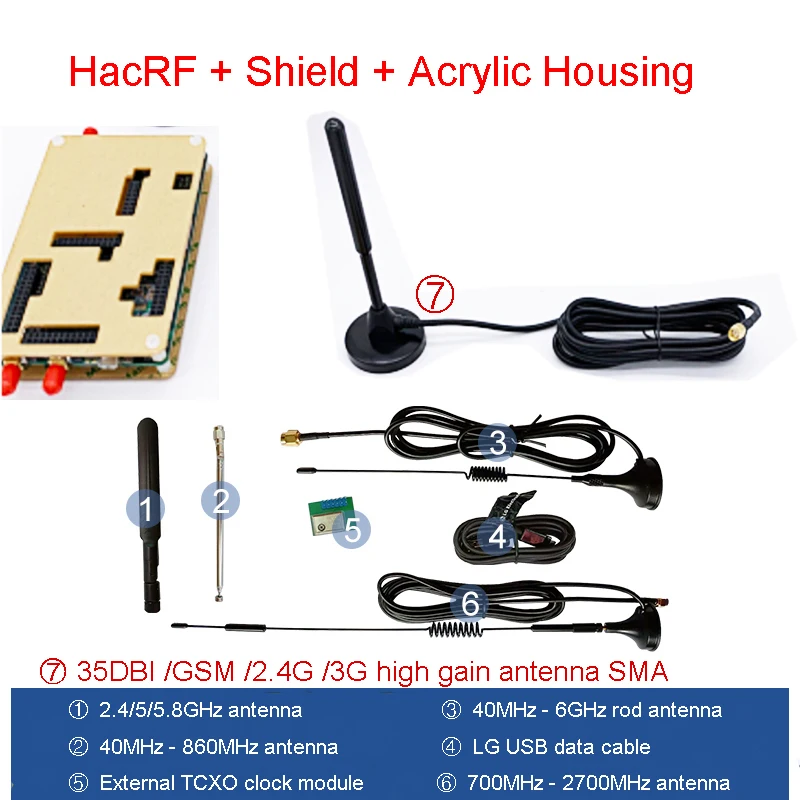 Комплект 4 HackRF One 1 МГц до 6 ГГц с открытым исходным кодом программное обеспечение радио платформа макетная плата RTL SDR демонстрационная плата комплект ключ приемник Ham радио - Комплект: Комплект 4