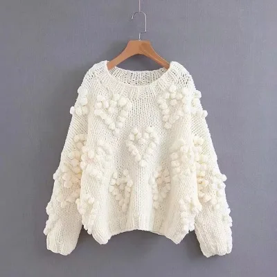 LTD1199176 пуловер вязание мохер уличная леди o-образным вырезом свободные с длинными рукавами женский свитер - Цвет: Белый