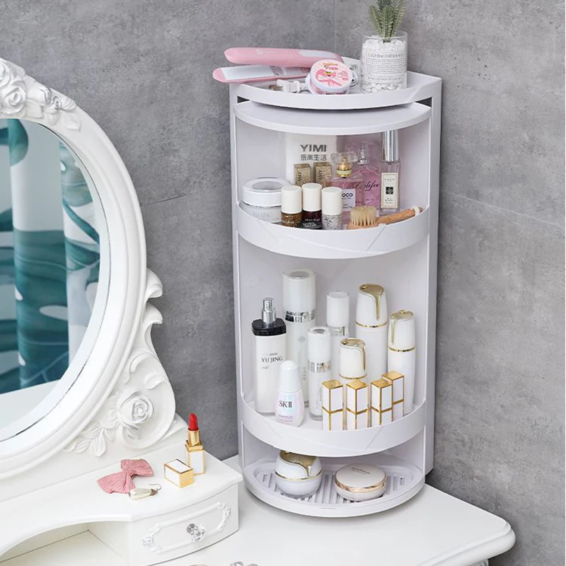 

Bathroom rotating tripod wall-mounted plastic storage box kitchen bathroom dustproof storage cabinet corner frame