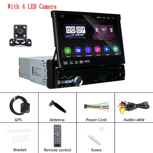 Podofo Android 9,0 автомобильный MP5 мультимедийный плеер 1 Din gps навигация Wifi Авторадио 7 дюймов Универсальный FM аудио Радио стерео - Цвет: With 4 LED Camera