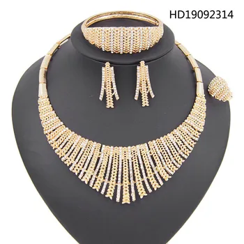 

Yulaili Latest Fashion Bridal Jewelry Sets Rhinestone Crystal Necklace Earrings Bracelet Ring for Women Engagement Jewellery