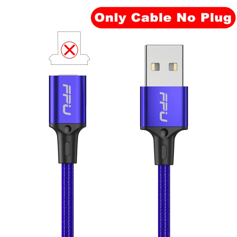 FPU Магнитный Micro USB кабель для iPhone samsung type-C Быстрая зарядка Магнитный кабель зарядное устройство адаптер usb type C кабели для мобильных телефонов - Цвет: Blue Cable No Plug