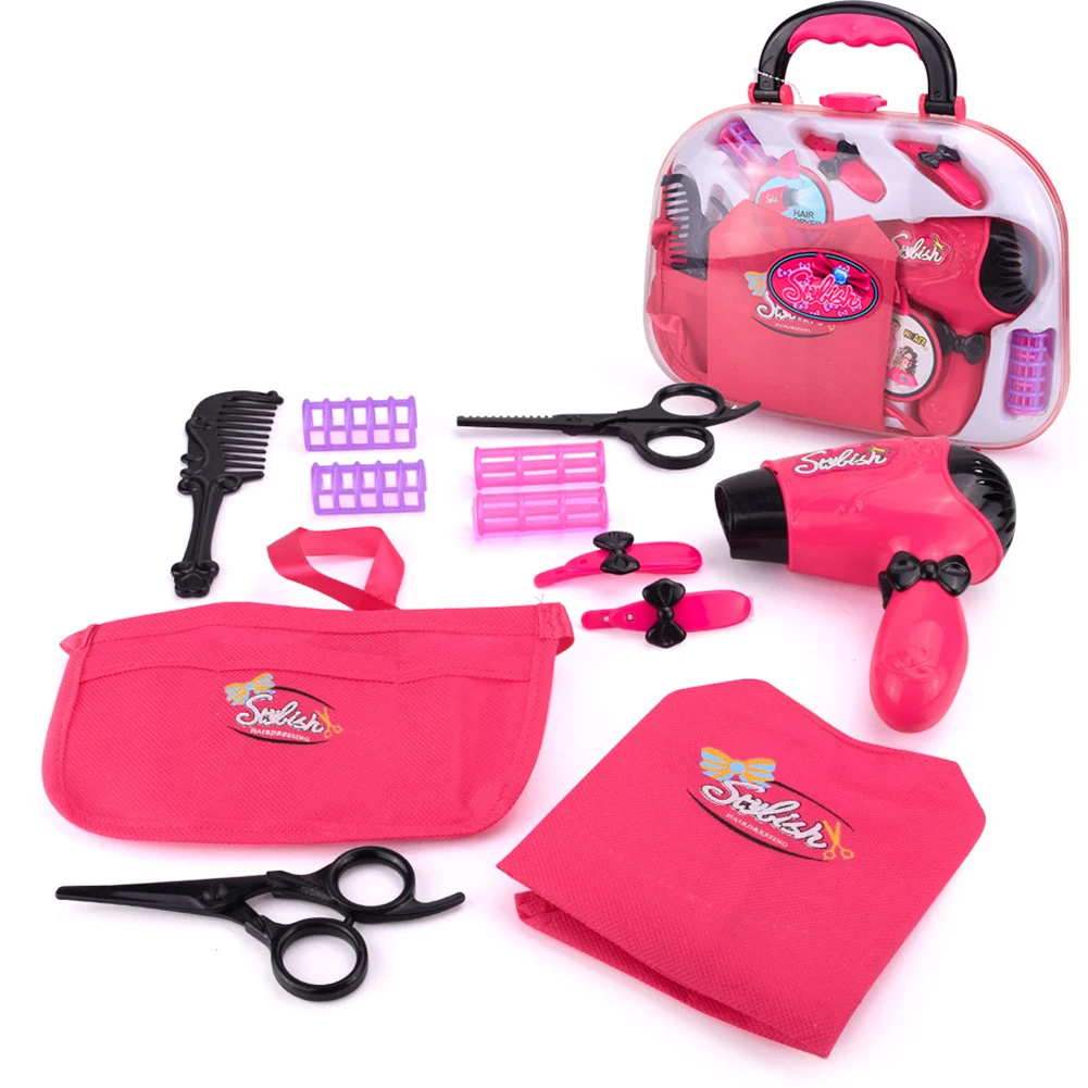 Портативный ролевые игры Макияж игрушка фен для волос гребень наборы косметическая сумочка Развивающие игрушки для девочек подарок на день рождения