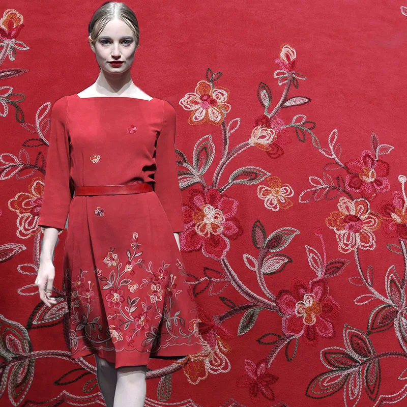 Осень зима вышитая замшевая ткань для платья пальто tissu au metre telas лоскутное algodon tissus stoffen tecido tela stof