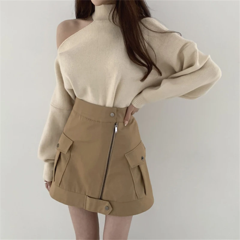Neophil Over Size Knitted Sweater Pullover Long Batwing Sleeve Halter Collar 2019 Women Winter Loose Fashion Pullover W9123 Neophil Over Size Knitted Sweater Pullover Long Batwing Sleeve Halter Collar 2019 Women Winter Loose Fashion Pullover W9123
