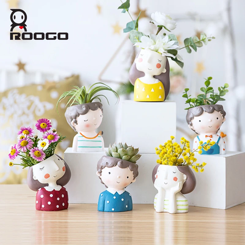 Roogo милый цветочный горшок для девушек современный фотографический украшения