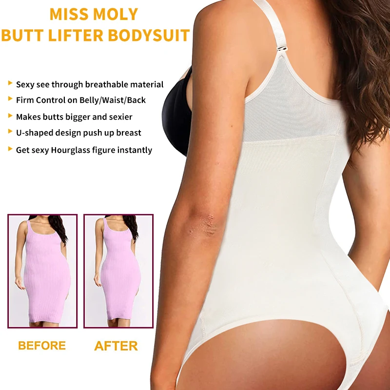 Burvogue Women Sexy Seamless Body Shaper Butt Lifter Tummy Control  Bodysuits Push Up Shapewear Slimming Underwear Waist Trainer