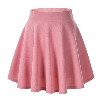 

2020 Women Sexy Stretchy High Waist Pleated Short Skirt Solid Color A-line Anti-light Miniskirt New