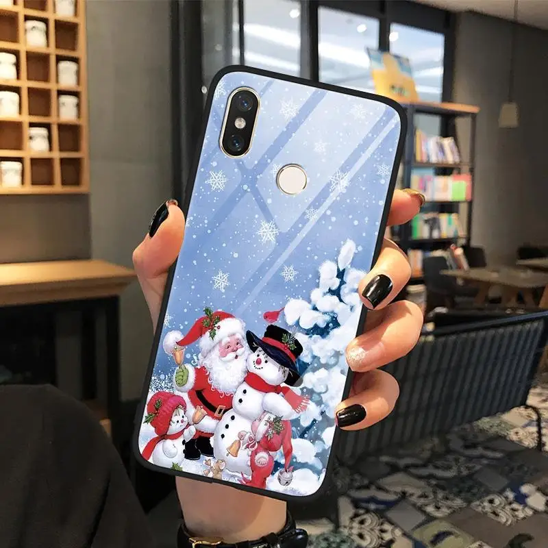 Рождественский новогодний мультяшный чехол для Xiaomi Redmi K20 Pro Note 7 6 5 Pro 7S 4X 7A 7 6 Pro 6A 5 Plus S2 Роскошный чехол из закаленного стекла
