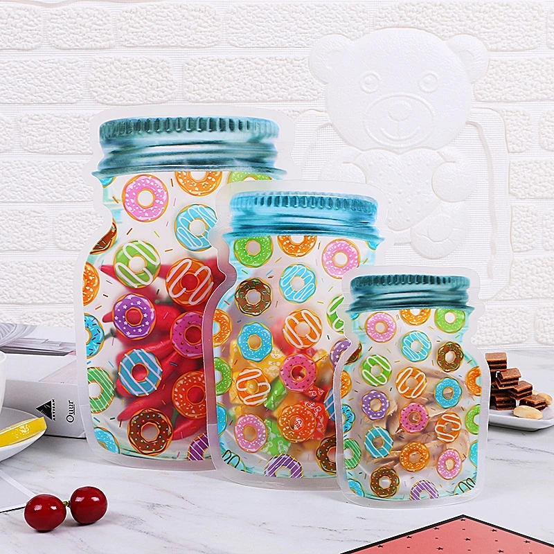 Reusable Mason Jar Design Ziplock Food Storage Bags for Snacks and Kitchen Organization