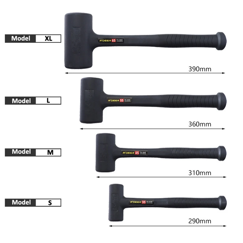 Rubber Shockproof Hammer Wear-resistant Anti-skid Hammer Round Head No Rebound Shock-absorbing Practical Hand Tools