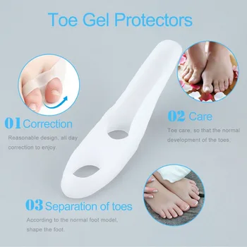

1 pair Silicone Small Toe Separator Eases Foot Pain Finger Toe Guard Cushion Correction Health Foot Care Tool
