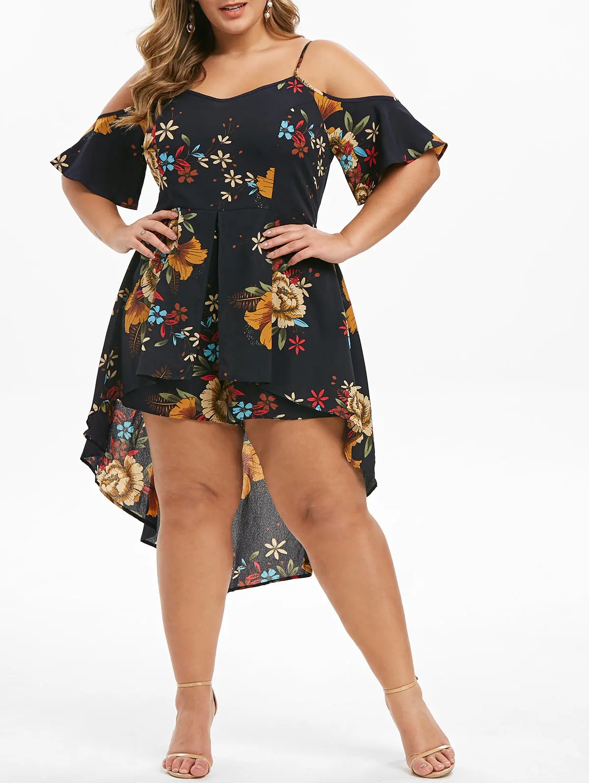 Black Rosegal, большое платье, 5XL, комбинезоны с цветочным принтом, комбинезон на лямках, Летний комбинезон без рукавов, комбинезоны в стиле бохо, женский комбинезон со шлицей - Цвет: Black