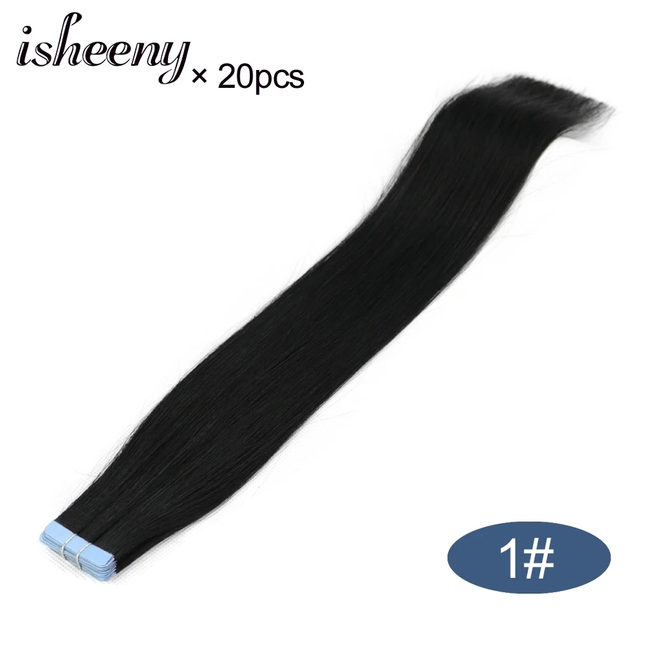 #1 Isheeny ленты в волос человеческих волос 613# Цвет 14-22 дюйм(ов) прямые Реми Европейской светлые волосы ленты в - Цвет: #1