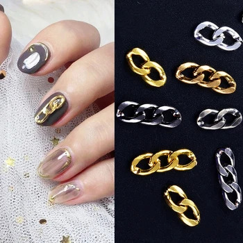 

10 Pcs3D Gold Siver Metal Chain Charms Nail Jewelry Decorations 12 Types DIY Design Rhinestones Stones For Nails Accessories
