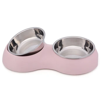 

Dog Feeder Drinking Bowls for Dogs Cats Pet Food Bowl Pink