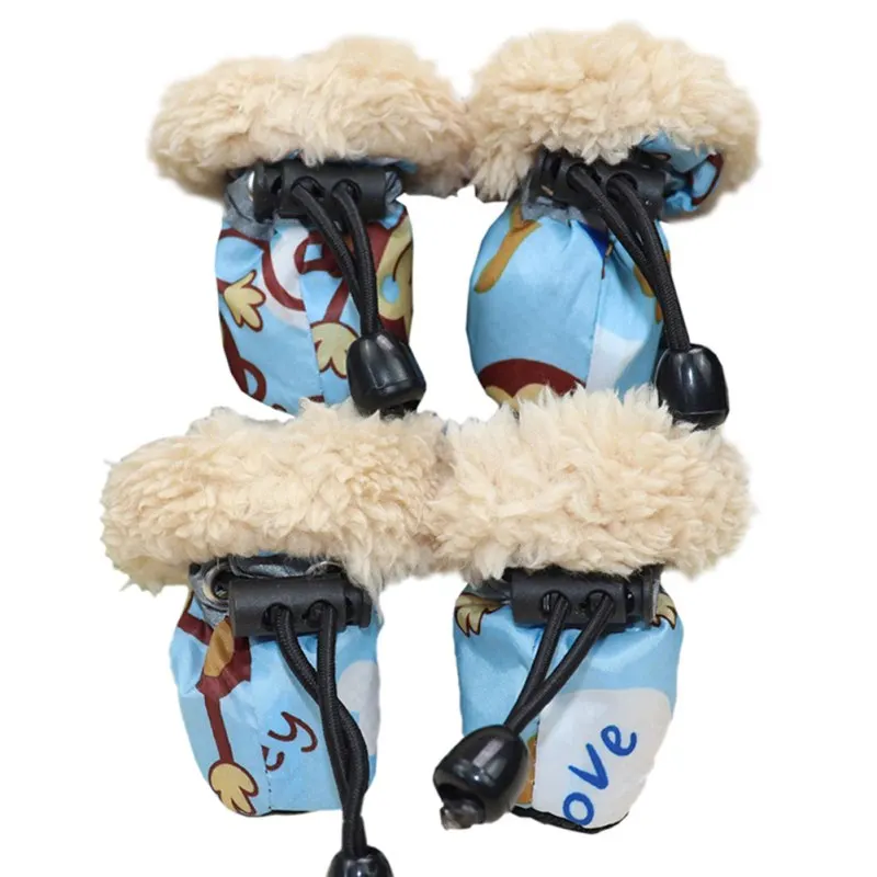 Dog Rain Boots Antiskid Puppy Shoes Autumn Winter Plush Velvet Shoes For Dog Waterproof Sport Pet Accessories pet shoes dog shoes