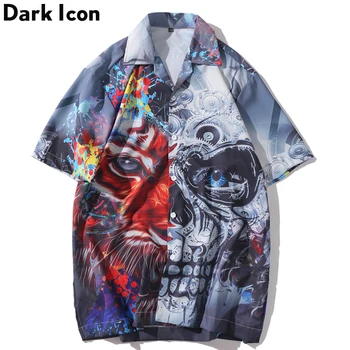 

Printed Short Sleeve Shirt Men Street Summer Hawaii Beach Shirts Harujuku Hip Hop Men's Shirts