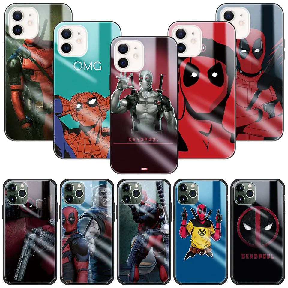 Deadpool 2 Marvel Tempered Glass Case For Apple iphone 11 12 13 Pro Max 7 8 Plus X XR 12Mini XS SE Phone Cover Shell | Мобильные