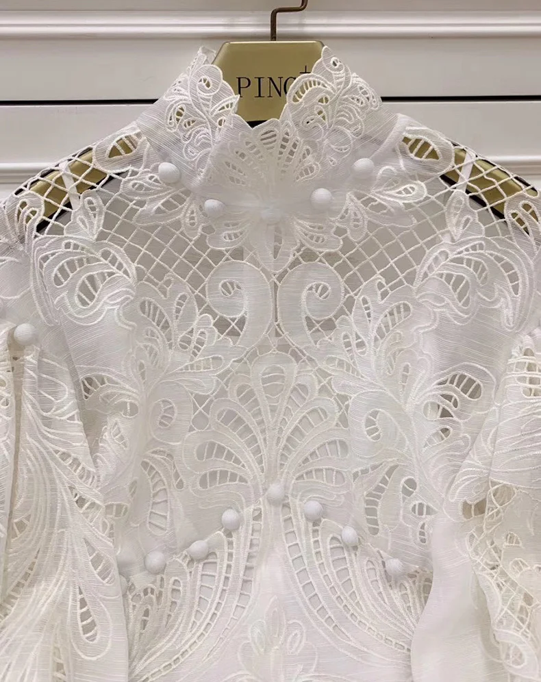 Красный RoosaRosee дизайнер Для женщин сезон: весна–лето Фонари с длинным рукавом полый белый Платье черного цвета элегантные вечерние Платья