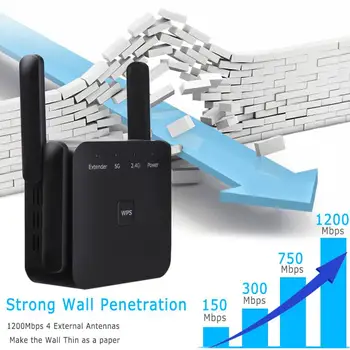 

WiFi signal amplifier repeater AP transmitter wireless WiFi extension 1200Mbps relay dual frequency AC5G/2.4Gwifi