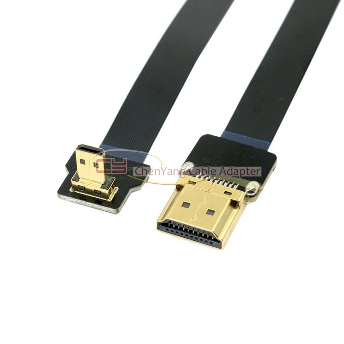 Micro HDMI вниз под углом 90 градусов FPV к HDMI Мужской FPC плоский кабель 50 см для мультикоптера аэрофотосъемки 0,1 м 0,2 м 0,5 м