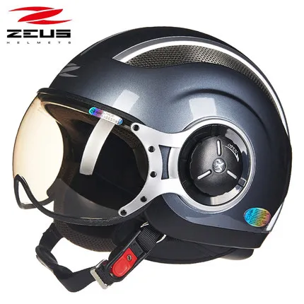 Solid grey ZEUS 3/4, женский и мужской мотоциклетный шлем, Ретро шлем, полушлем, шлем для мотокросса, город, дорога-офф, мужские гоночные M-XXL шлемы - Цвет: Solid grey