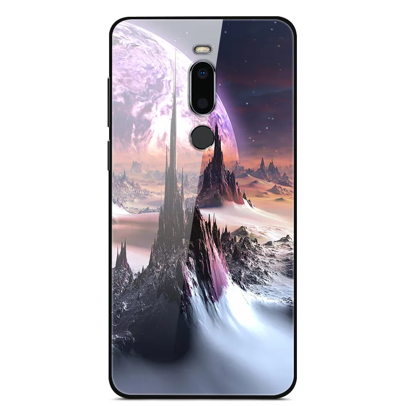 Золотой Для Meizu M8 чехол из закаленного стекла силиконовый бампер звезды Планеты окрашенный жесткий чехол для Meizu M8 чехол Coque на MeizuM8 M 8 8 M чехлы - Цвет: Золотой