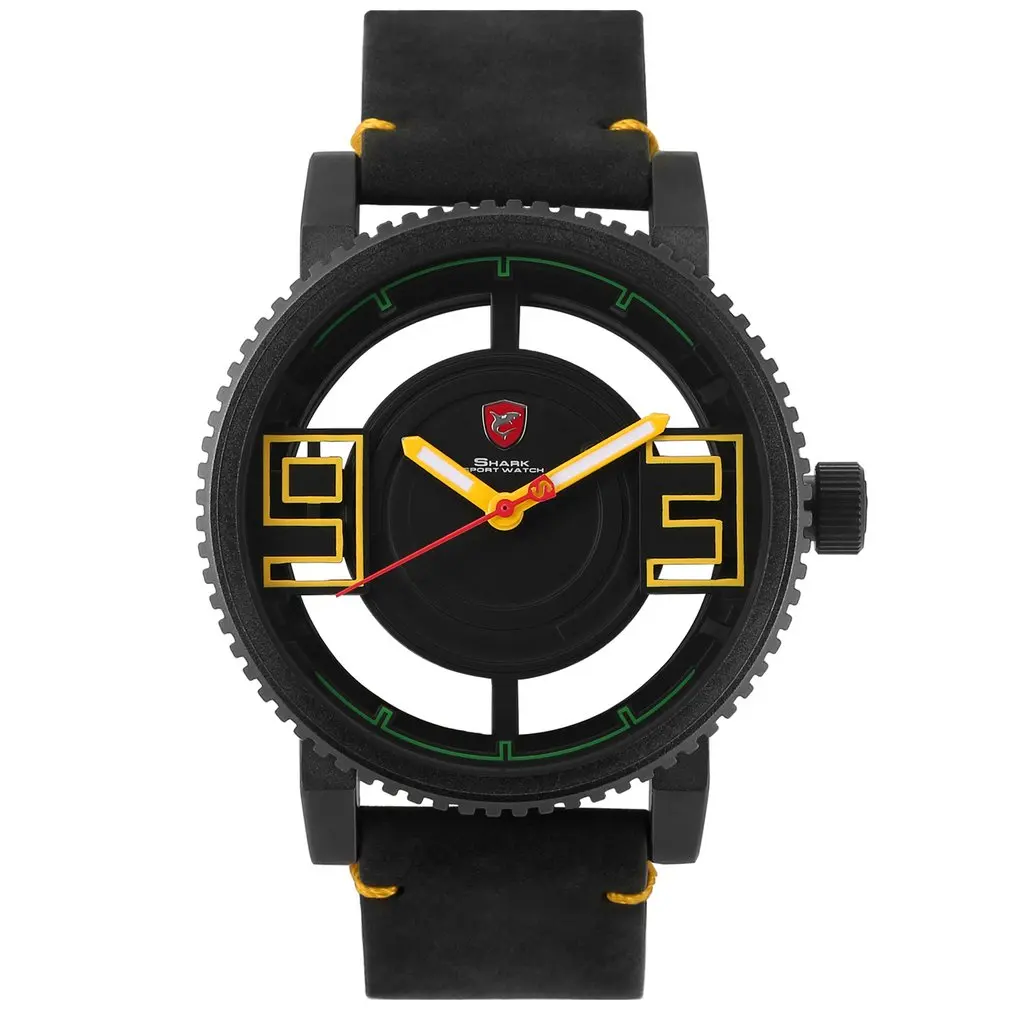 

Megamouth Shark Sport Watch 3D Special Transparent Hollow Dial Design Luxury Brown Leather Band Men Creative Watches Gift 2019
