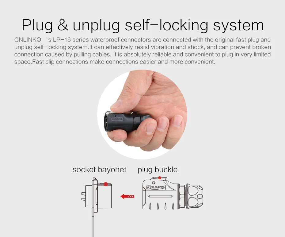 Waterproof connector M16 2 pin IP67 power metal connector round plug male plug female socket 10A electrical seal connector