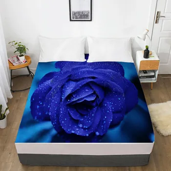 

3D Fitted Sheet Custom Single Queen King Size Mattress Cover With Elastic Bed Sheet 160x200 Bedding Rose For Wedding Microfiber