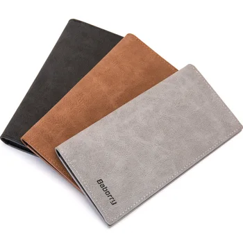 

Casual Men Slim Wallet PU Leather Purses Minimalist Credit Card Holder Long Wallets Thin Clutch Wallets Matte Leather Billfold