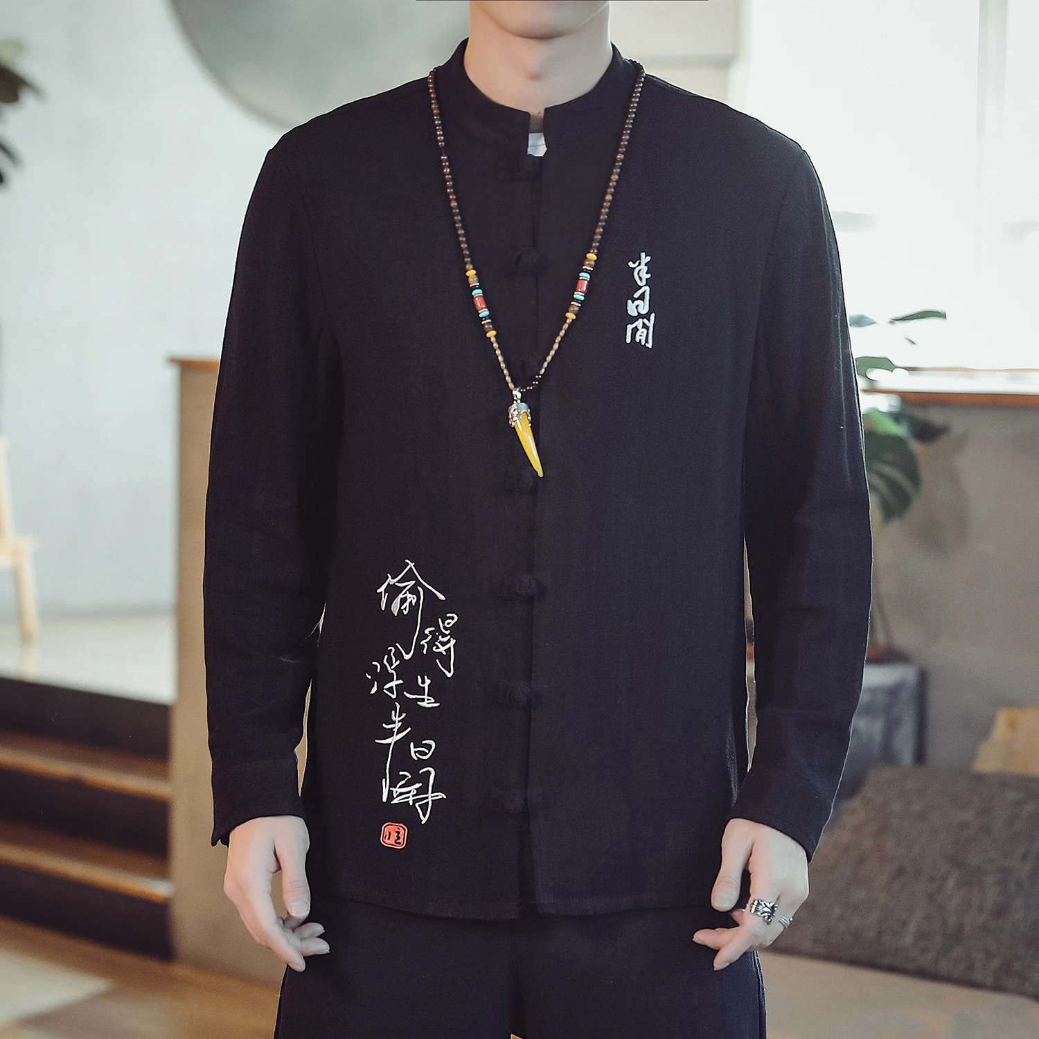 

Men's Cotton Linen Shirts Long Sleeve Men Casual Slim Mandarin Collar Shirts High Quality Summer Beach Shirt Plus Size XXXXXL