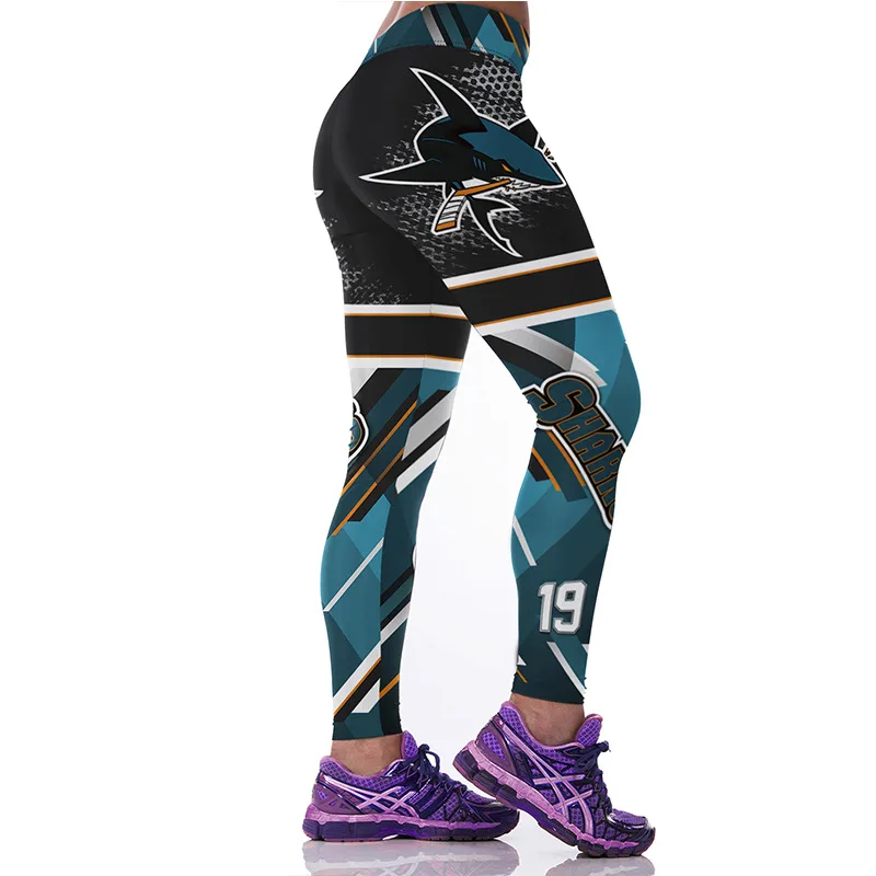 

Summer New Style Digital Printing Athletic Pants Women's Europe And America Shark Pattern Sports Yoga Pants