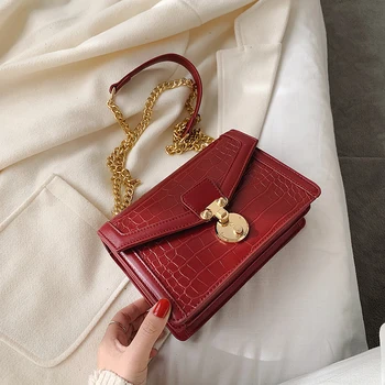 

Stone Pattern PU Leather Crossbody Bags for Women 2020 Chain Fashion Small Shoulder Simple Bag Ladies Lock Hand Bags