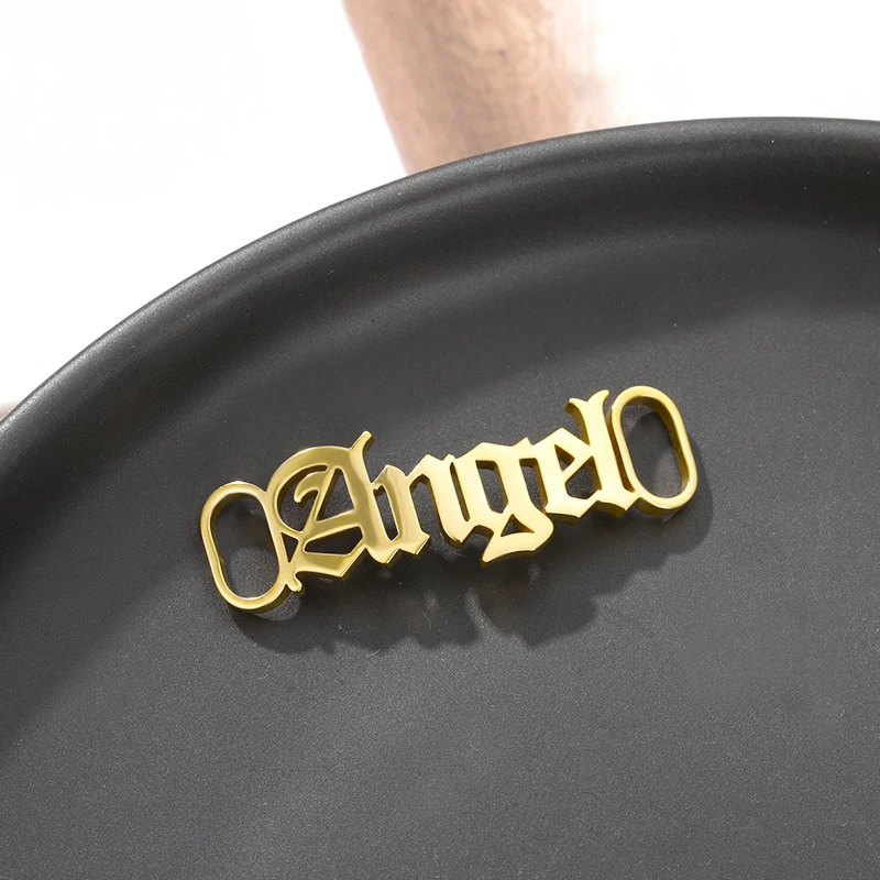

Personalized Custom Name Zodiac Libra Gemini Angel Baby Shoe-buckle For Women Men Gold Color Stainless Steel Jewelery 2020 BFF
