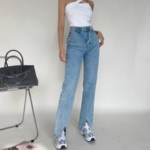 2021 Mom Jeans Woman High Waist Black Blue Denim Pants Taille Haute Jeansy Straight Wide Leg Streetwear 90s style Vintage Donna