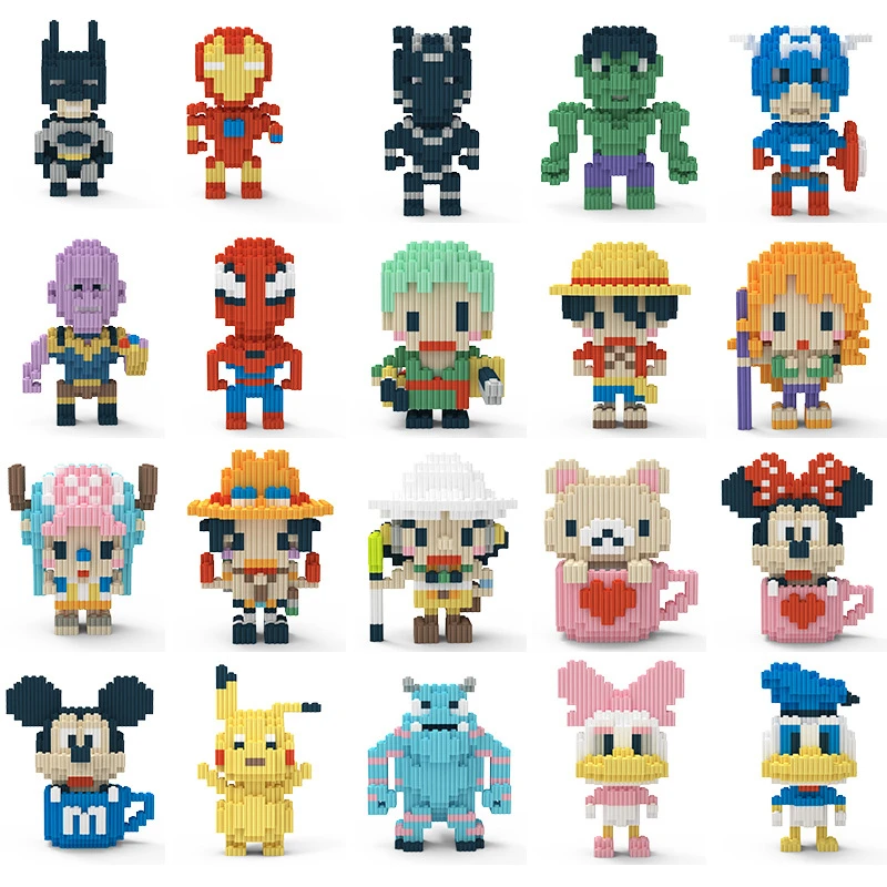 

DIY Diamond Cartoon Model Building Blocks Kits Spiderman Anime Figures 3D Mickey Minnie Mouse Blocks Toys For Children Gifts