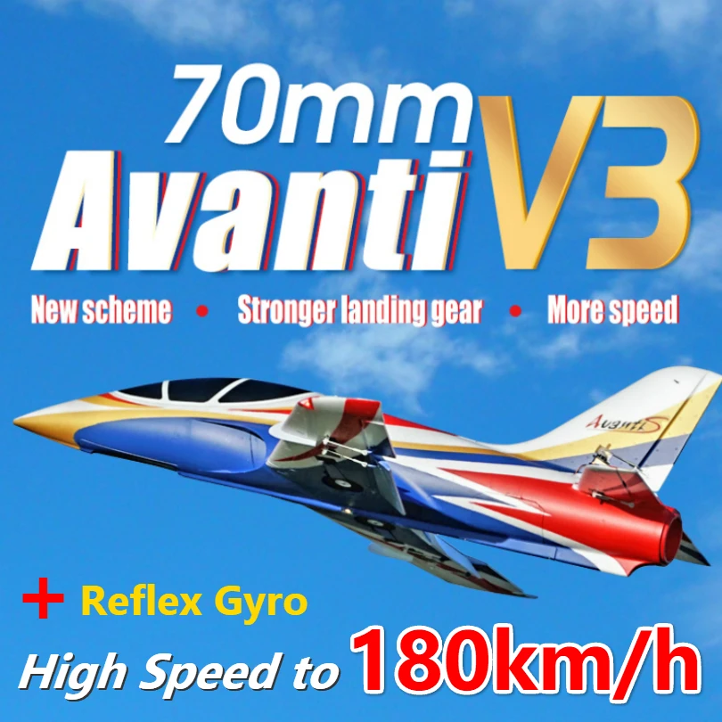 FMS 70mm Ducted Fan EDF Jet Avanti V3 High Speed Racing 6CH with Flaps  Retracts PNP RC Airplane Sport Model Plane Aircraft Avion