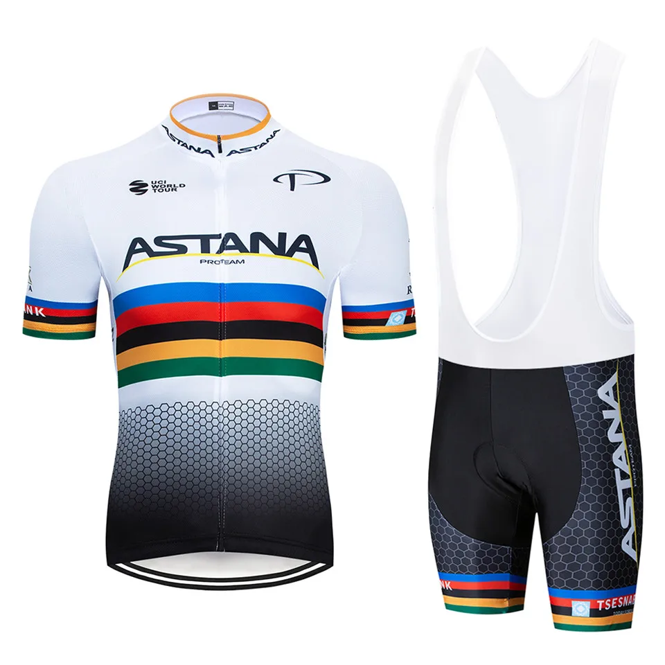 Новинка 2020 синяя велосипедная команда astana Pro Мужская с коротким рукавом Джерси
