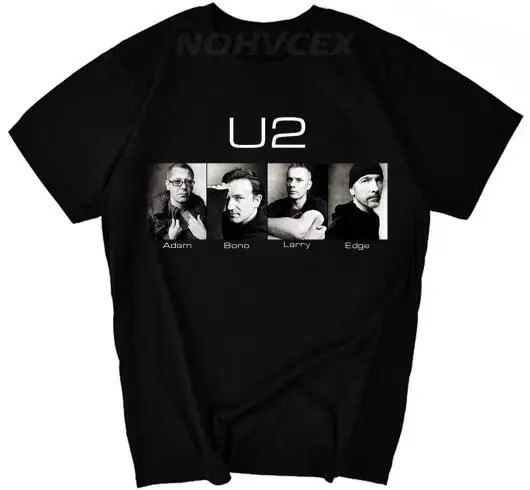 Рок-Группа U2 футболка Альтернативная рок футболка с короткими рукавами Луна и звезда дизайн футболка - Цвет: Черный