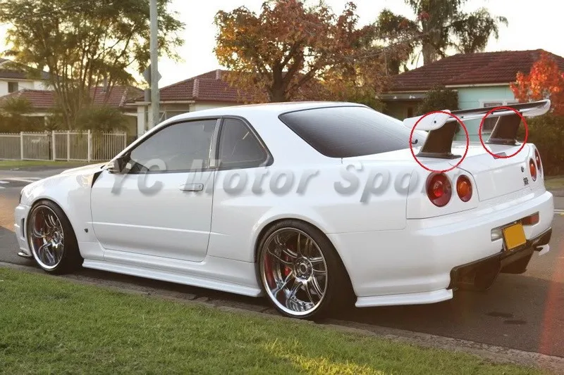 1999-2002 Nissan Skyline R34 GTT GTR Jun Style Rear Spoiler Higher Legs CF (11)