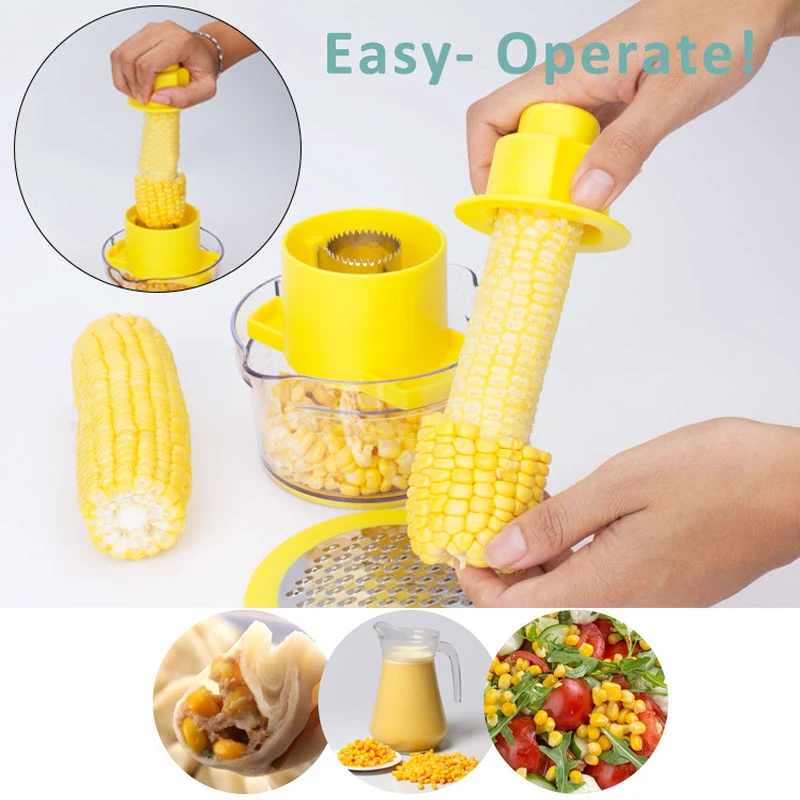 4in1 Kitchen Slicer Peeler Ginger Sharpener Corn Planer Grain Separator Cob Corn Stripper With Built-In Measuring Cup And Grater