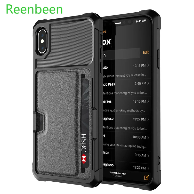 Кожаный чехол автомобильный Магнитный бумажник для телефона iPhone 7 8 Plus XR XS Max